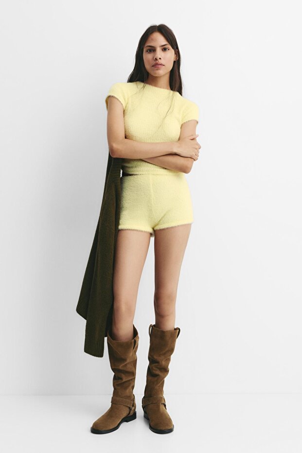 Yumuşak dokunuşlu örgü şort - 3