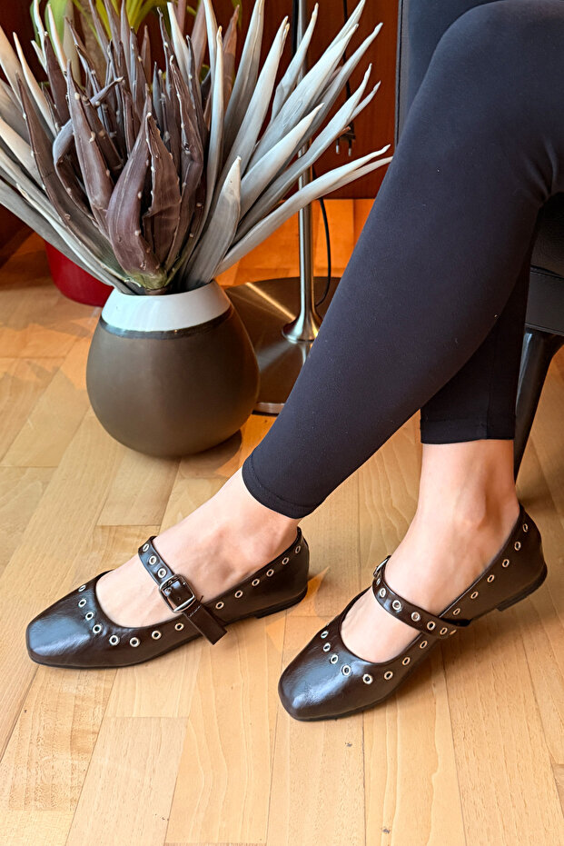 Studded Belted Casual Stylish Ballerina Shoes
