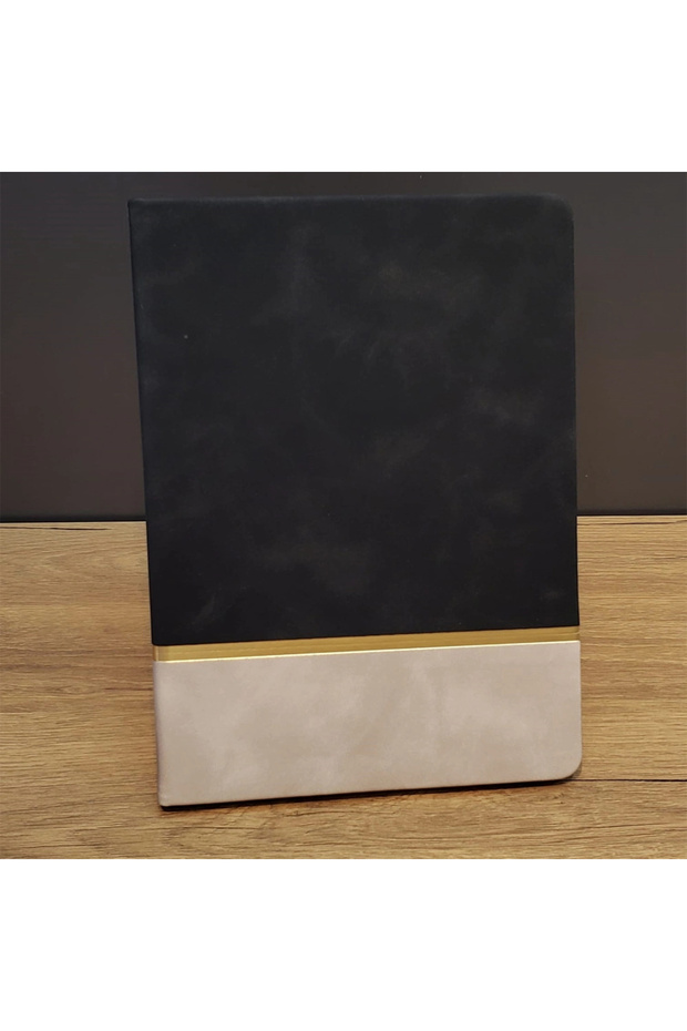 Black Striped Leather Notebook - 1