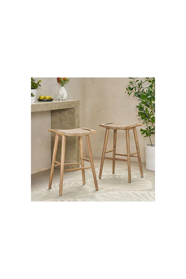 NAPOLYON JÜT ÖRME BAR TABURESİ, NATURAL - 2
