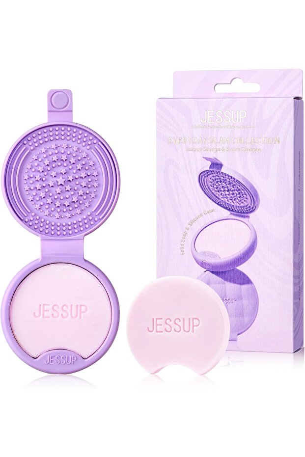 Makeup Brush Cleaner Mat Silicone with 2pcs Solid Soap, Portable Cleaning Tool for Cleaning Makeup