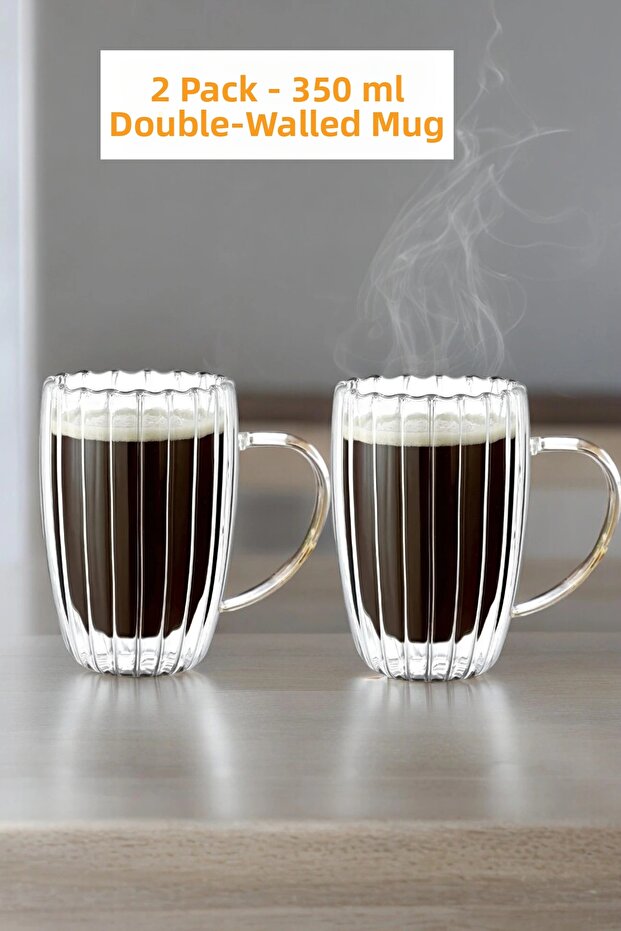 350 Ml Coffee Espresso Glass - Set of 2, Double Sided