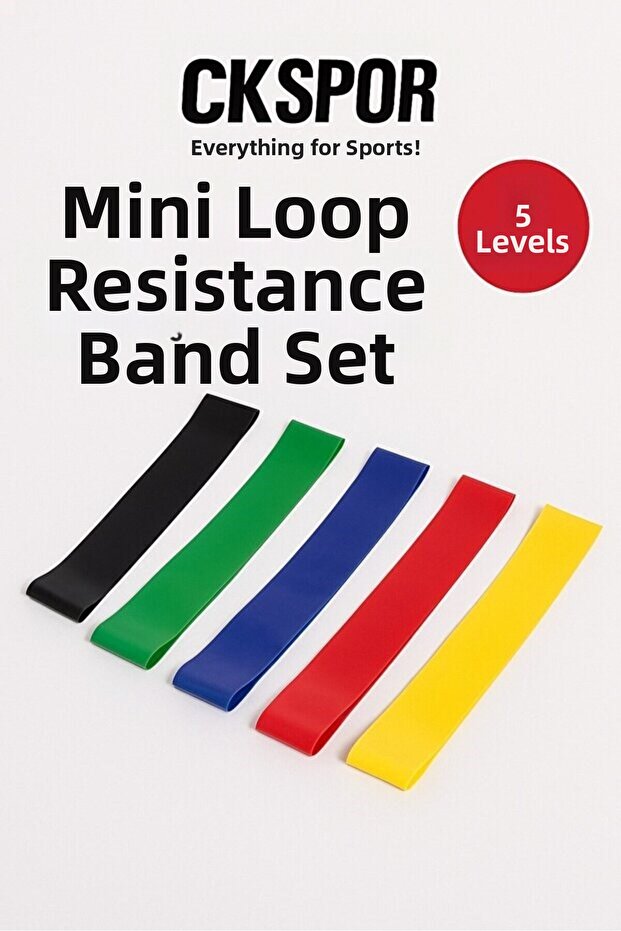 5-Piece Resistance Band Exercise Set Mini Loop Band Aerobic Exercise Rubber Band Different Colors and Levels