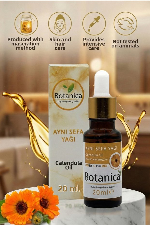 100% Natural Calendula Oil (Calendula) 20 ml - Soothing and Repairing Care for Sensitive Skin