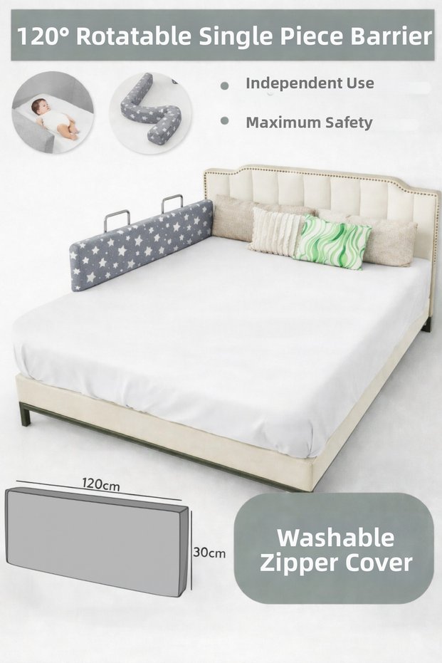 New Generation Bed Barrier 120 cm Gray Star - Painted