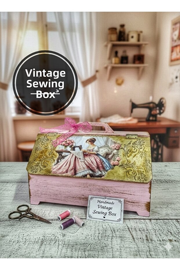 Handmade, Wooden Sewing Box Design, Storage for Sewing, Embroidery, Etc., Gift for Mother