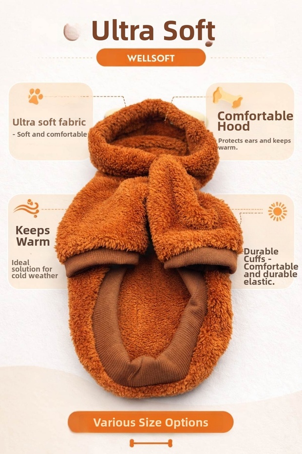 ملابس كلاب سالي باسيك من القطيفة، لون بني - 3