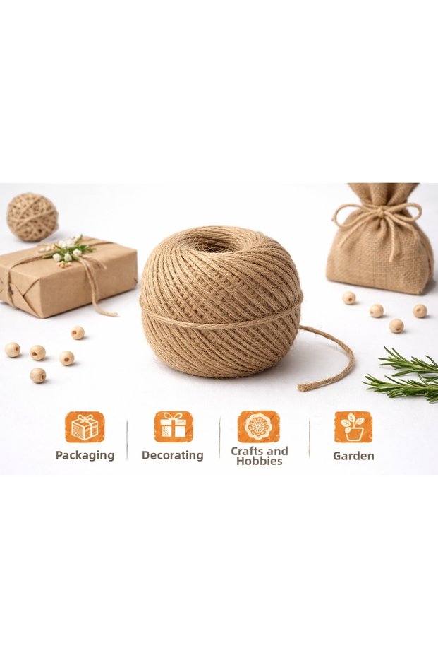 Wicker Jute Twine 1 Ball 100 Meters Natural Jute Twine - Linen Twine, Wicker Twine, Rope Twine, Sack Twine Decorative Twine