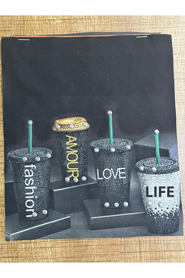 23X20 cm 3D Arma Stitch Applique with Stoned Coffee Cup