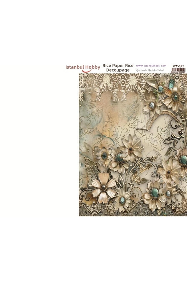 Brass Decopage Paper 30X42Cm Pt-071 Flowers