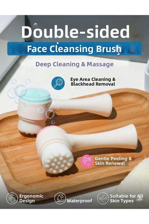 Nano Ultra Soft Facial Cleansing Brush Blackhead Pore Cleaner Apparatus Double Headed