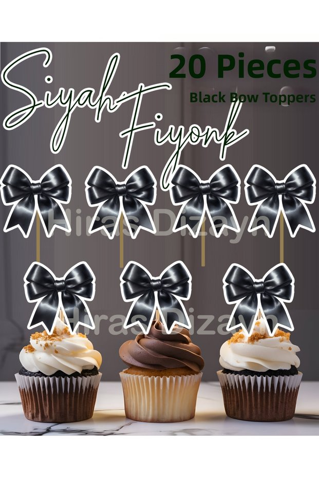 20 Pieces Black Bowknot Toothpick Ornament Set Cupcake Cake Cookie Cocktail Presentation Ornaments Cocktail Toothpicks Engagement Birthday Cocktail Event and Presentation Cake Decoration Ornament Thick Paper