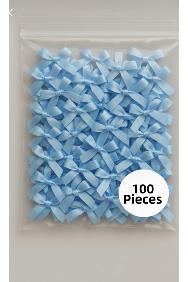 Baby Blue Ribbon Bow 100Pcs Satin Bows Cake Birthday Balloon