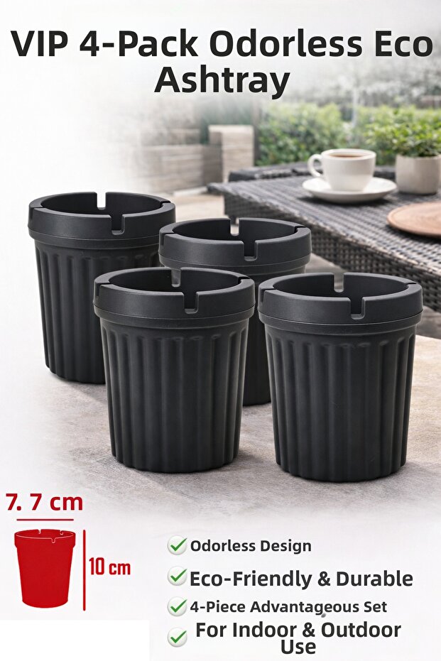 منفضة سجائر بلاستيكية صلبة بدون رائحة للسيارة 4 قطع ECO