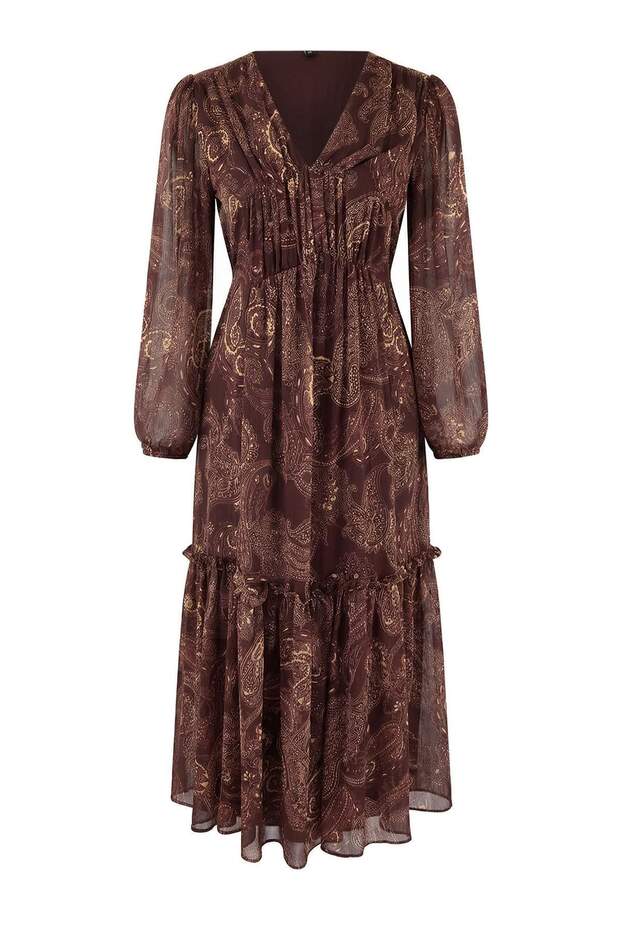 Çok Renkli Şal Desen Maxi Dokuma Elbise TWOAW26EL00348 - 5