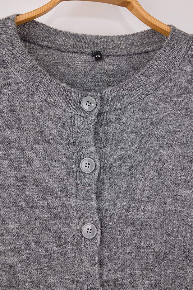 Wardrobe Essentials Antrasit Alpaka Yünü Karışımlı Basic Triko Hırka TBBAW26AV00037 - 6