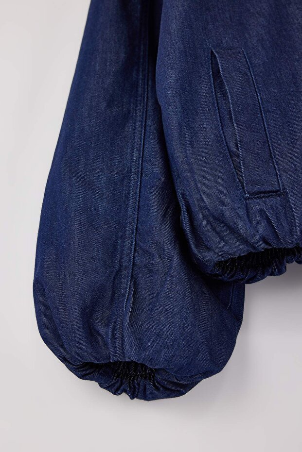 Koyu Mavi Bomber 100% Pamuk Denim Ceket TWOSS26CE00005 - 6