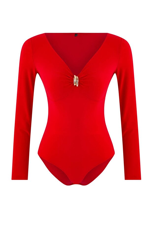 Kırmızı Örme Body TWOAW26BD00002 - 5