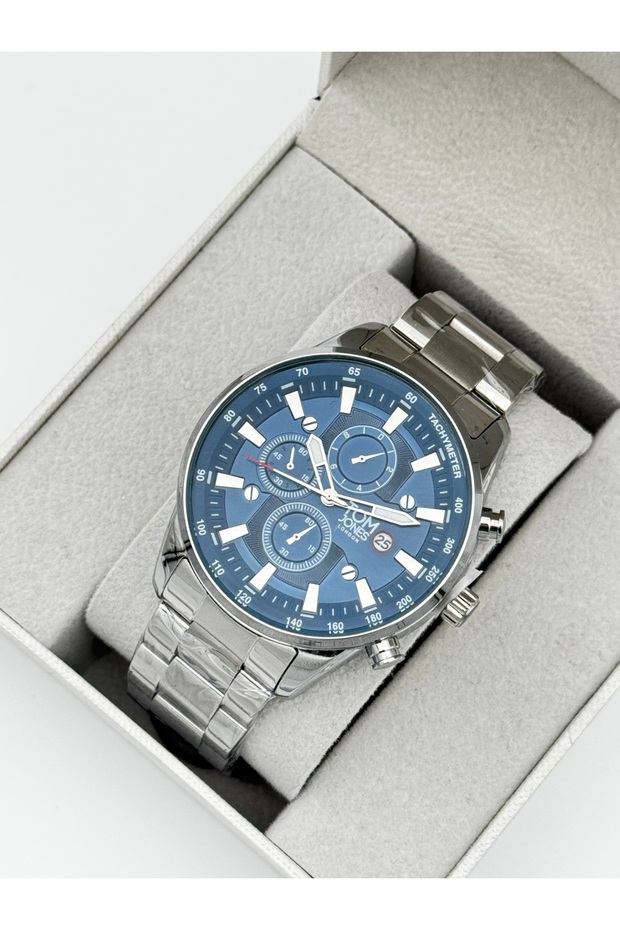 Navy Blue Dial Steel Band Men's Watch