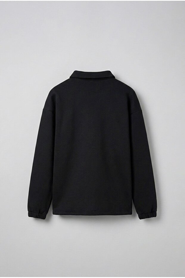 Erkek Oversize Basic Rahat Ceket Siyah - 5