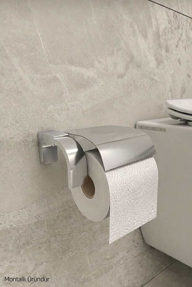 Premium Krom F1 Model Kapaklı Tuvalet Kağıdı Askısı | Paslanmaz | Dübel Vida ile Monte Edilmektedir - 4