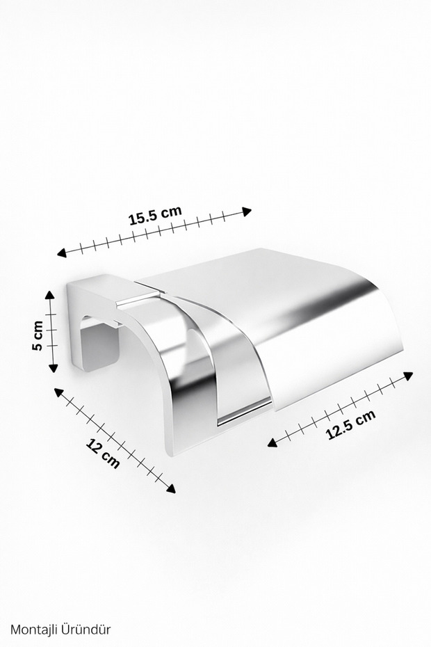 Premium Krom F1 Model Kapaklı Tuvalet Kağıdı Askısı | Paslanmaz | Dübel Vida ile Monte Edilmektedir - 5