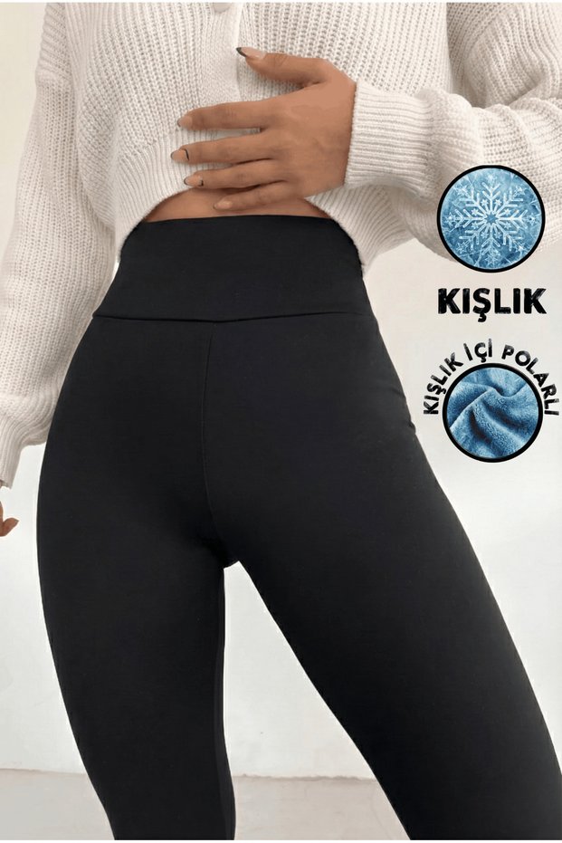 Women's Black Winter Fleece-Lined High-Waist Shaping Corset Interlock Steel Knit Leggings, Not See-Through