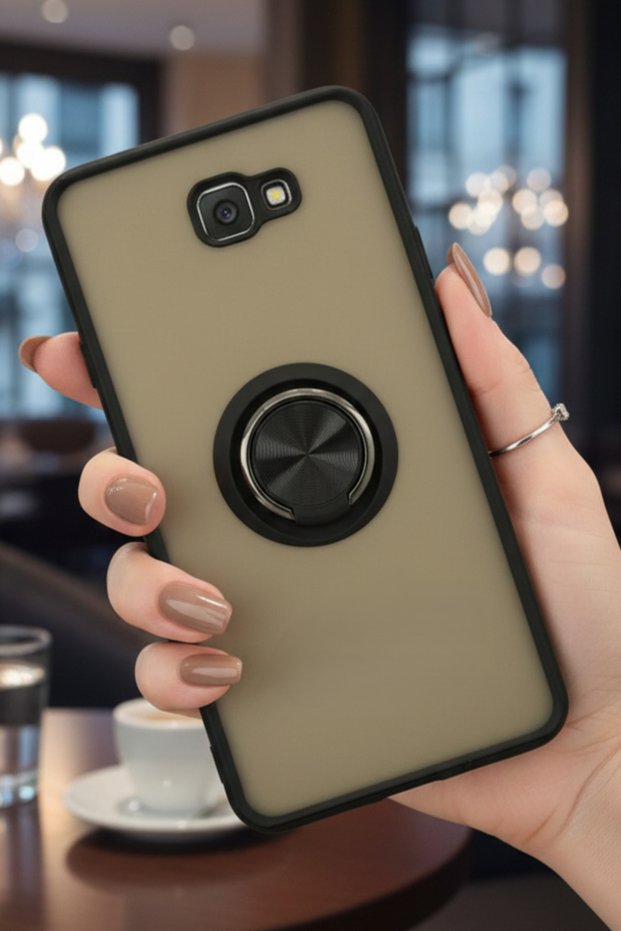 Ring Case with Camera Protection for Samsung Galaxy J7 Prime - Stain Resistant Matte and Durable Construction