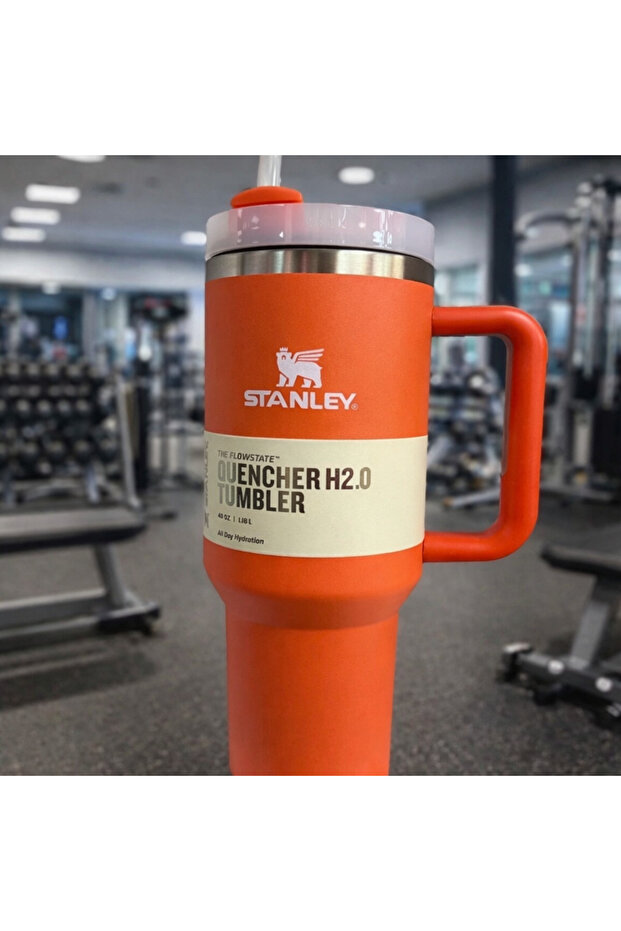 Pipetli Kulplu Bardak - Paslanmaz Çelik 1.18L -Turuncu - 1