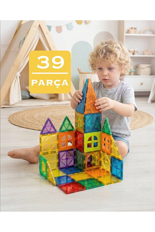 ASlife Home Mino Makers 39 Parça Yapı Manyetik Blokları Mıknatıslı Bloklar Oyuncak