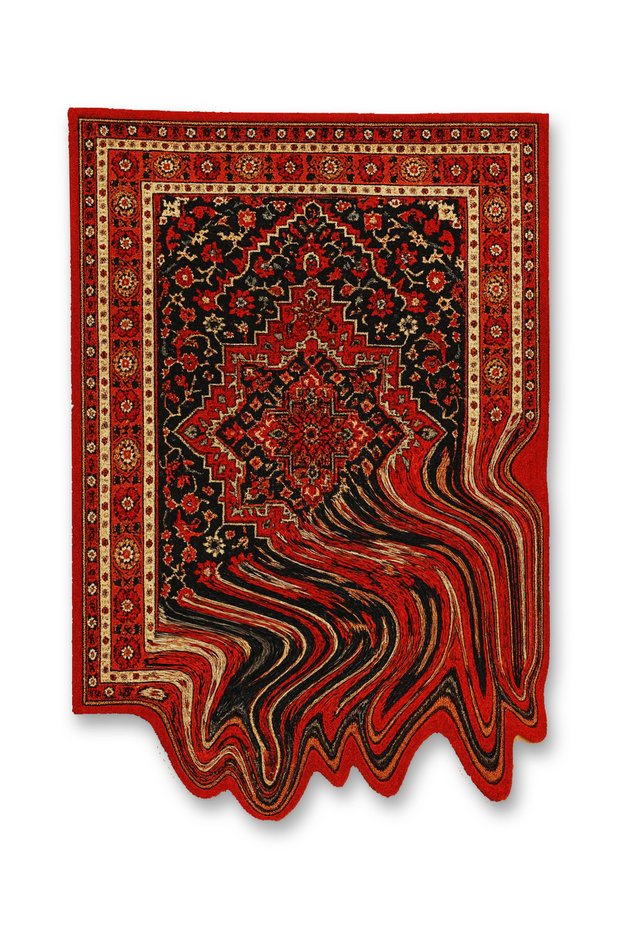 Sdt Traditional Motif Woven Base with Wavy Pattern in Burgundy Tones Vintage Decorative Carpet Sdt32