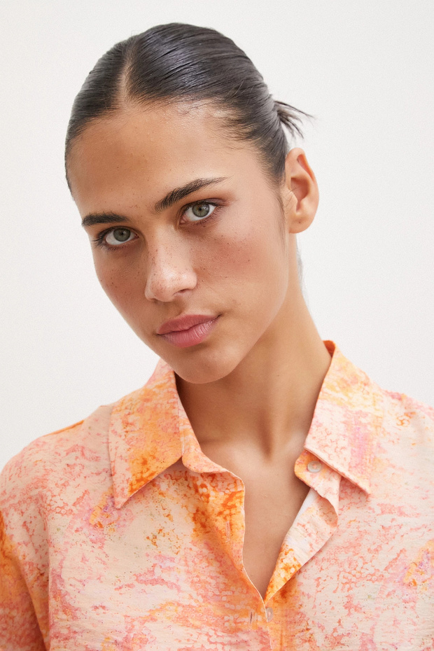 قميص مودال برتقالي - نمط قطرة - 6