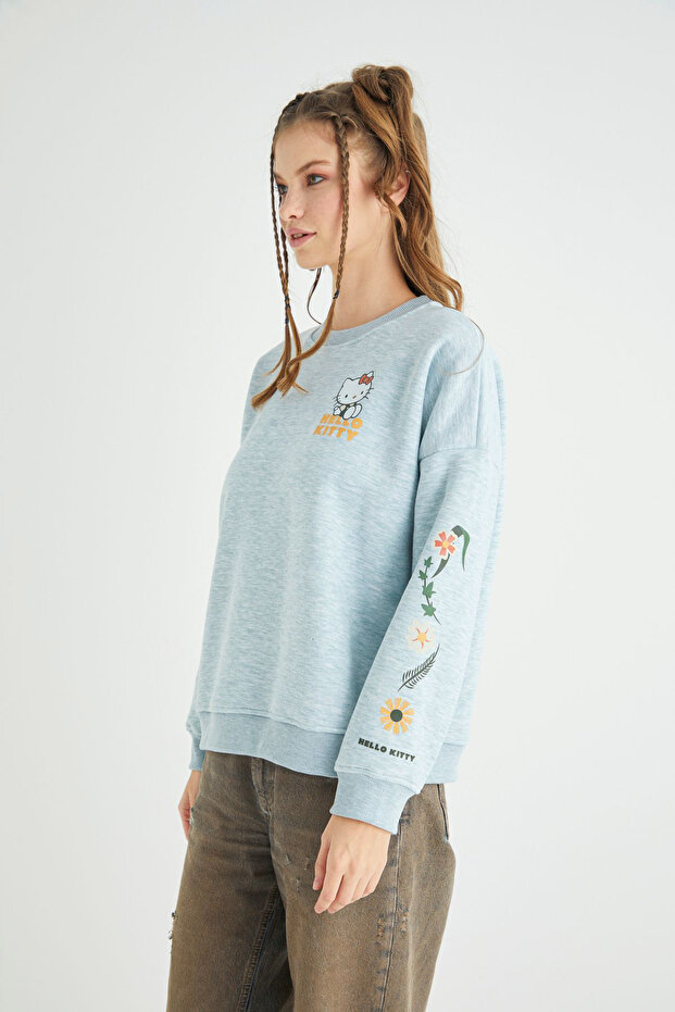 Lisanslı Baskılı Kalın Oversize Fit Sweatshirt - 4