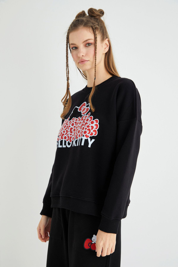 Lisanslı Baskılı Kalın Oversize Fit Sweatshirt - 5