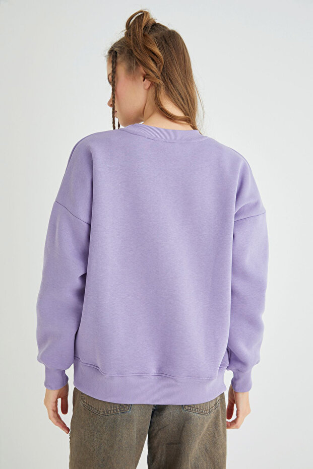 Lisanslı Baskılı Kalın Oversize Sweatshirt - 5