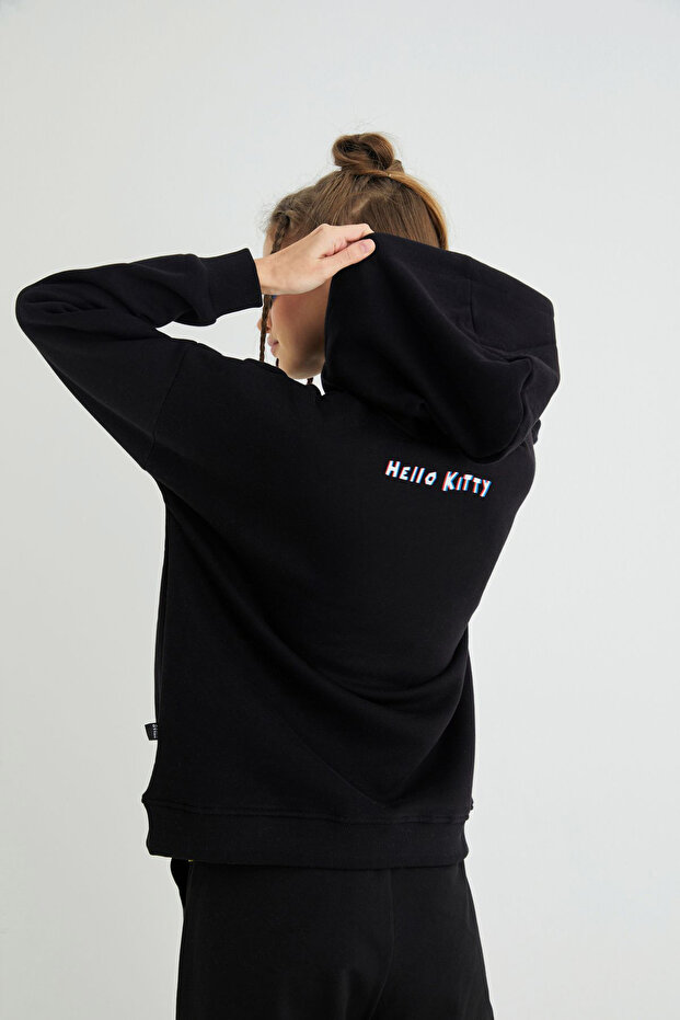 Lisanslı Baskılı 3D Kapüşonlu Kalın Sweatshirt - 2