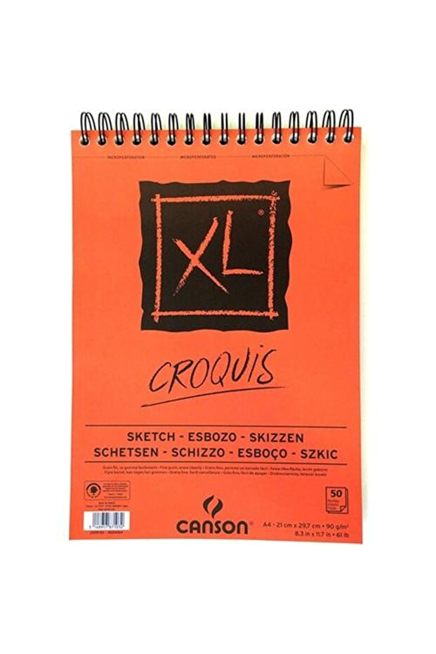 A4-90 G Croquis Xl دفتر رسم بحلزوني علوي 50 ورقة