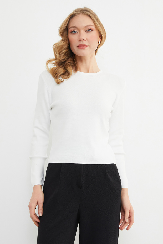 Basic Bisiklet Yaka Triko Kazak - 2