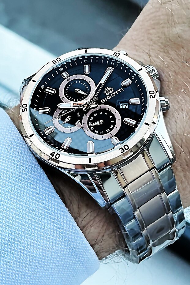 Original Men's Wristwatch with Special Box 5 Atm Water Resistant Silver-Rose-Black Color