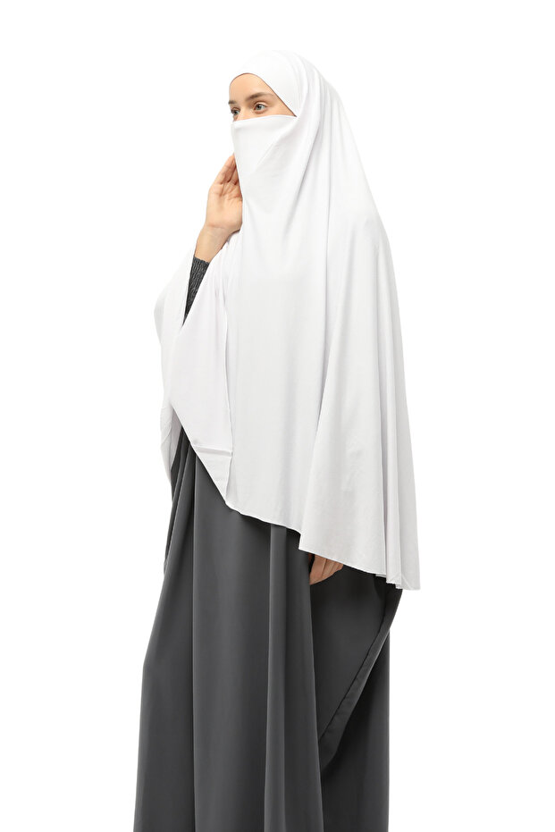 Ready Practical Scarf with Turban Veil Hijab with Hijab - Prayer Cover Souffle (5XL) - White