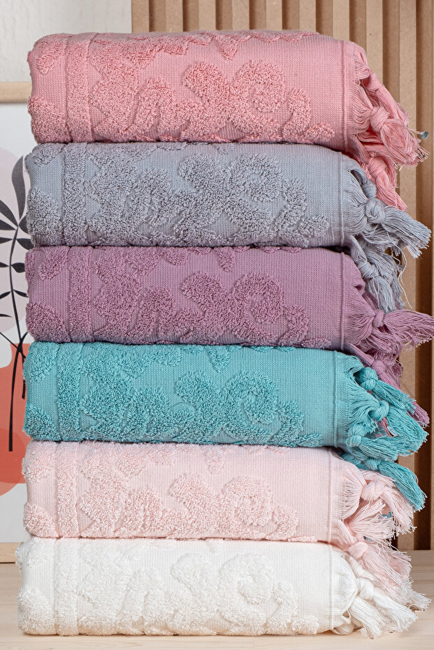 Soft 6-Piece Tied Luxury, Jacquard, Dowry, Hand and Face Towel Set 50X90 | Premium Quality