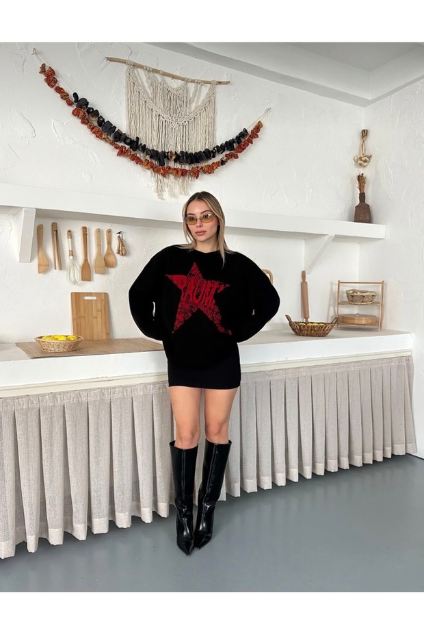 Women's Star Model Casual Oversized Knitwear Sweater