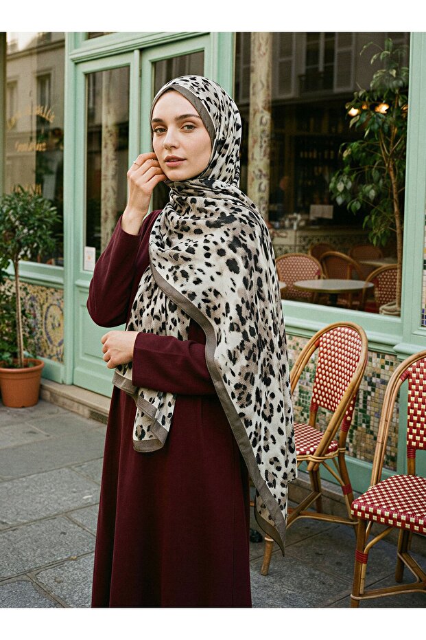 Marbella Leopard Patterned Soft Shawl - Multicolored - - 1