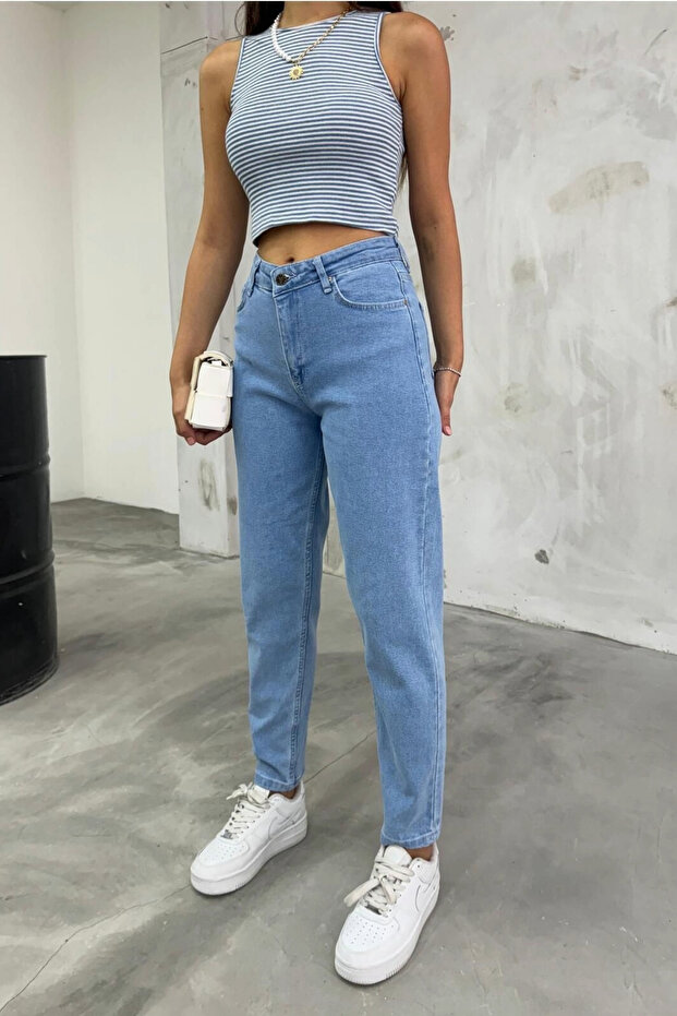 جينز نسائي عالي الخصر قابل للتمدد/ليكرا - 3