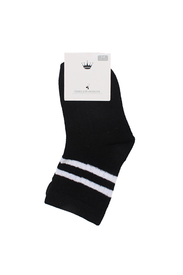 Boy's Black and White Striped Socks