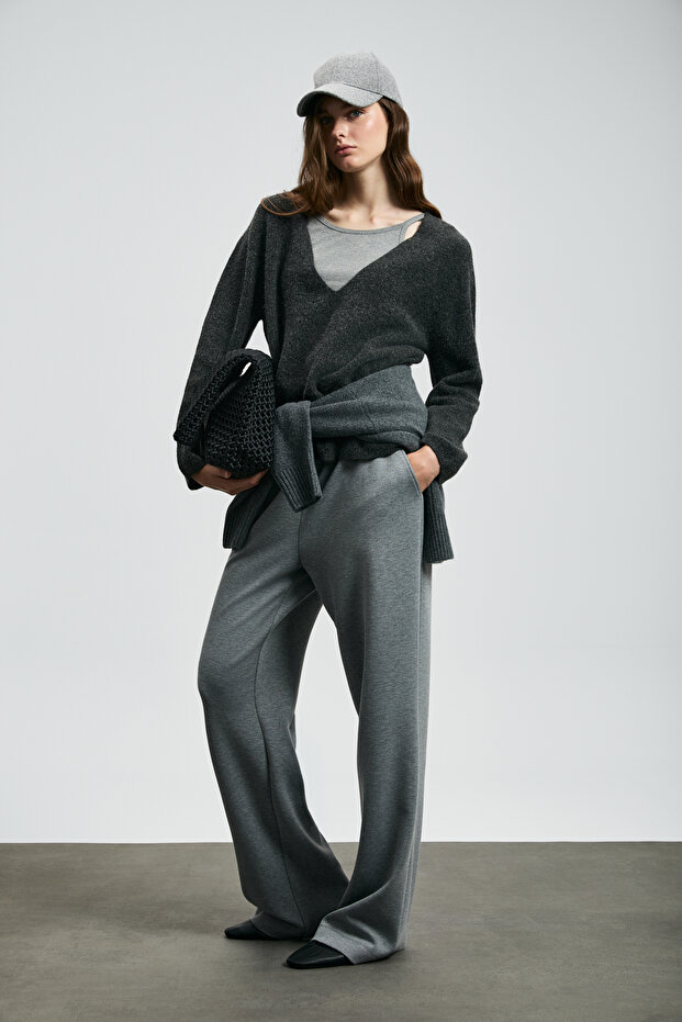 Moon Örme Kadın Eşofman Altı Gri - 5