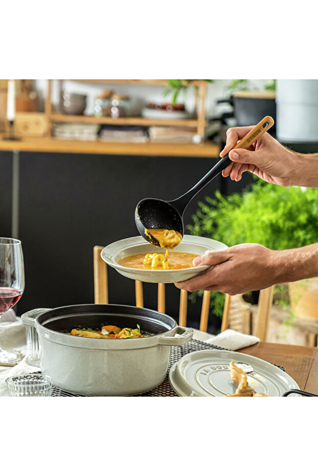 Silikon Çorba Kepçesi 30 cm Siyah - 4