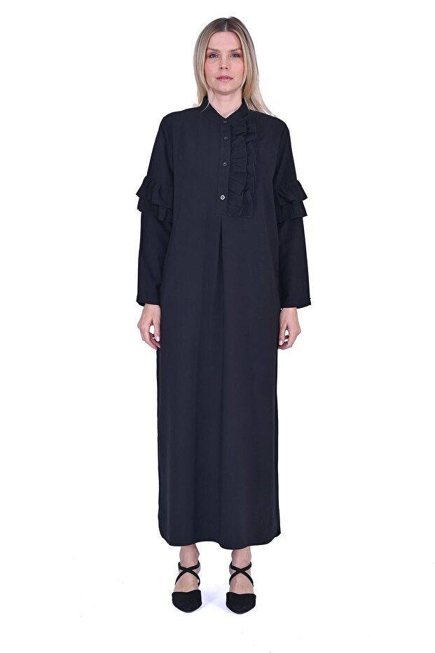 Rochie cu volane NEGRĂ - 2