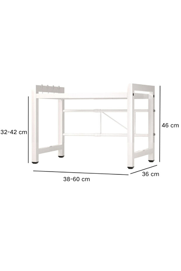 Extendable kitchen shelf, height adjustable shelf, WHITE - 5