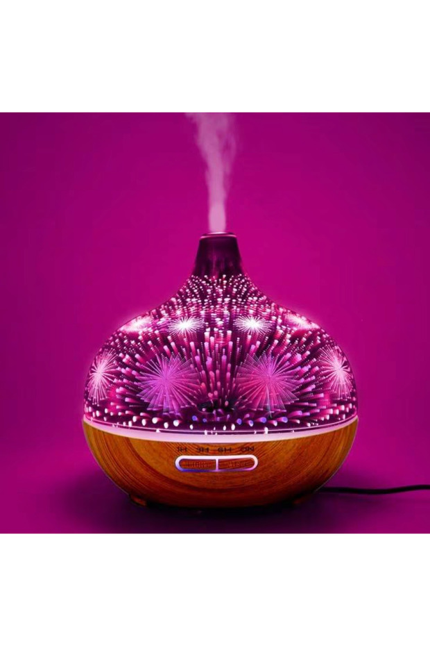 3D Aromatherapy Diffuser 500 ml capacity multicolor LED lights fireworks pattern - 3